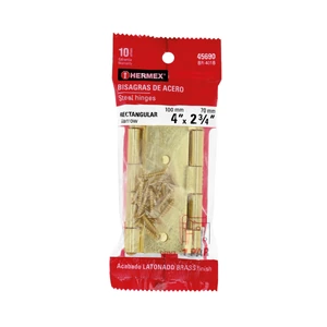 45690 / BR-401B Hermex Bolsa con 2 bisagras rectangulares 4', acero latonado