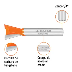 Broca para router, cola de pato, 1/2