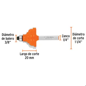 Broca para router, española, 1-1/4
