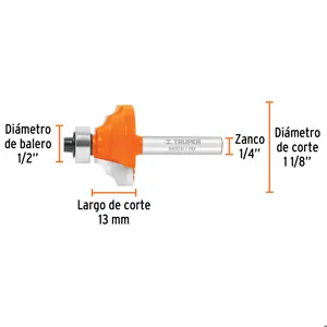 Broca para router, moldura clásica, 1-1/8