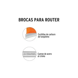 Broca para router, media caña, 1/4