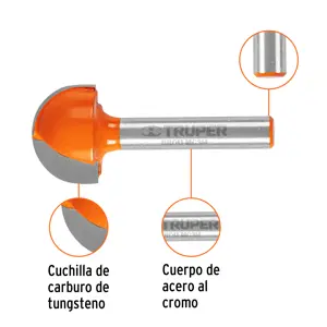Broca para router, media caña, 3/4