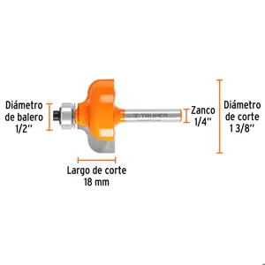 Broca para router, pecho paloma, 1-3/8