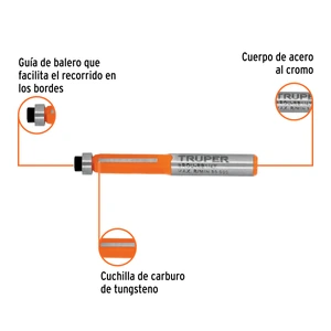 Broca para router, corte recto, 1/4