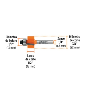 Broca para router, rebajado, 7/8