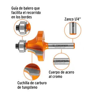 Broca para router, redondeado, 1-1/4