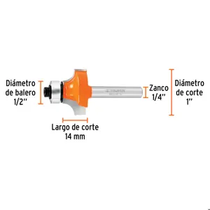 Broca para router, redondeado, 1
