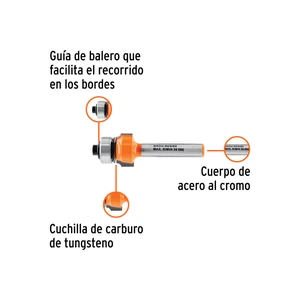 Broca para router, redondeado, 5/8