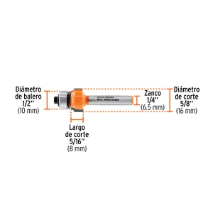 Broca para router, redondeado, 5/8