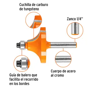 Truper Broca para router, redondeado con moldura, 1-1/2