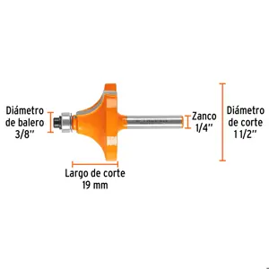 Truper Broca para router, redondeado con moldura, 1-1/2