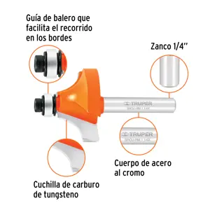 Truper Broca para router, redondeado con moldura, 1-1/4
