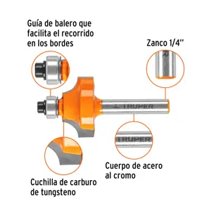 Truper Broca para router, redondeado con moldura, 1