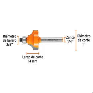 Truper Broca para router, redondeado con moldura, 1