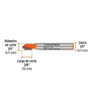Broca para router, corte en 
