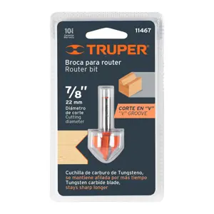 11467 / BROU-V7/8 Broca para router, corte en 