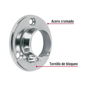 Brida cromada para tubo redondo de clóset, Hermex