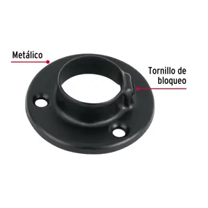 Brida negra para tubo redondo de closet, Hermex