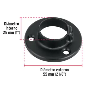 Brida negra para tubo redondo de closet, Hermex