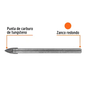 Broca para vidrio y azulejo de 3/16
