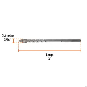 Broca para vidrio y azulejo 3/16