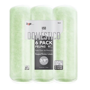 Felpa de uso doméstico para superficies lisas (Paquete con 6 piezas) 3/8 - 9"x 3/4"