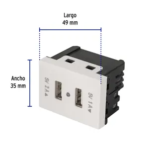Volteck Toma con 2 puertos USB, 1.5 módulos, línea Española, blanco