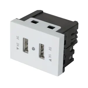 Volteck Toma con 2 puertos USB, 1.5 módulos, línea Española, blanco
