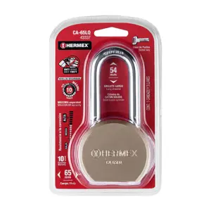 Hermex Candado redondo, 65mm, gancho largo, llave de puntos,blister