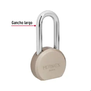 Hermex Candado redondo, 65mm, gancho largo, llave de puntos,blister