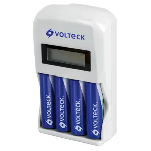 46046 / CA-RE-10 Cargador de pilas, AA, AAA, incluye 4 pilas AA, Volteck