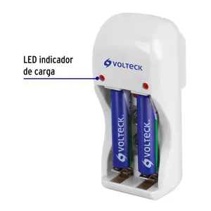 Cargador de pilas, AA, AAA y 9V incluye 2 pilas AAA, Volteck