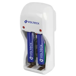 46043 / CA-RE-7 Cargador de pilas, AA, AAA y 9V incluye 2 pilas AAA, Volteck