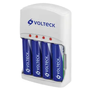 46045 / CA-RE-9 Cargador de pilas, AA, AAA y 9V, incluye 4 pilas AA, Volteck