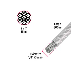 Fiero Metro de cable rígido 1/8