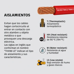 Volteck Metro de cable THHW-LS 10 AWG rojo en carrete de 500 m