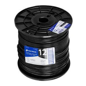 40117 / CAB-12N-500 Volteck Metro de cable THHW-LS 12 AWG negro en carrete de 500 m