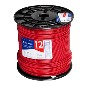 Volteck Metro de cable THHW-LS 12 AWG rojo en carrete de 500 m