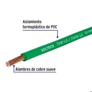 Carrete con 20 m de cable THHW-LS 12 AWG verde, Volteck