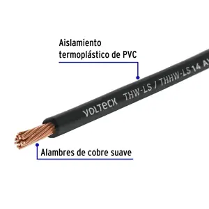 Rollo de 100 m de cable THHW-LS 14 AWG negro, Volteck
