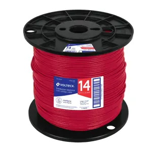 40124 / CAB-14R-500 Volteck Metro de cable THHW-LS 14 AWG rojo en carrete de 500 m