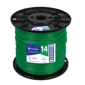 40120 / CAB-14V-500 Volteck Metro de cable THHW-LS 14 AWG verde en carrete de 500 m
