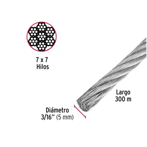 Metro de cable rígido 3/16