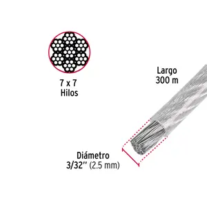 Fiero Metro de cable rígido 3/32