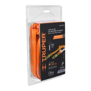 14446 / CAB-5430-18 Truper Línea de vida 1.8 m cinta políéster con absorbedor impacto