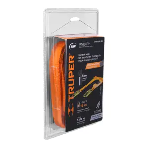 10510 / CAB-5430-18-A Truper Línea de vida 1.8m cinta políéster, absorbedor impacto, ANSI