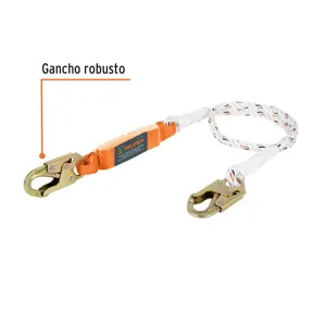 Truper Línea de vida 1.8m cuerda políéster, absorbedor impacto,ANSI