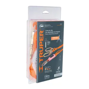 10509 / CAB-5432-18-A Truper Línea vida absorbedor impacto doble brazo gancho grande,ANSI