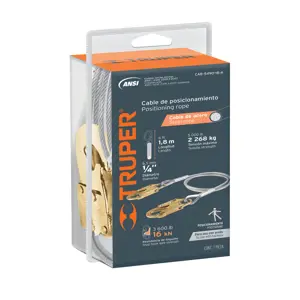 17047 / CAB-5490-18-A Cable de posicionamiento de acero 1.8 m, ANSI, Truper