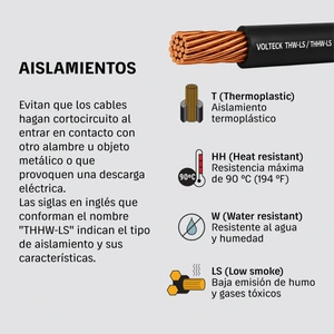 Volteck Metro de cable THHW-LS 8 AWG negro en carrete de 500 m